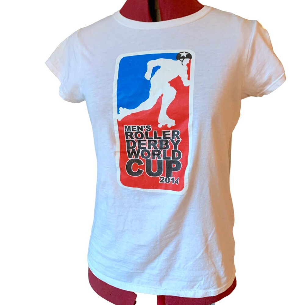 VINTAGE - White Roller derby Mens world cup 2014 - Ladies medium